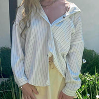 Niche Design Vertical Striped Loose Temperament Shirt