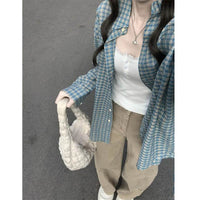 Early Spring New Blue Color Plaid Shirt For Women