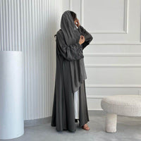 Arab Dubai Turkey Exquisite Embroidery Embroidery Coat With Headscarf Two Pieces