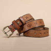 Vegetable Tanned Leather Top Layer Leather Brass Buckle Belt Men