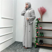 Women's Simple Embroidered Cardigan Robe Dress Headscarf