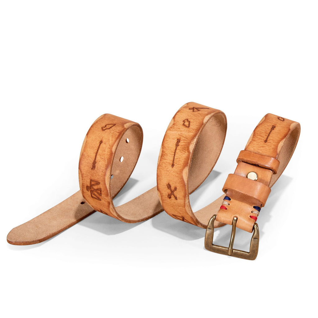 Vegetable Tanned Leather Top Layer Leather Brass Buckle Belt Men