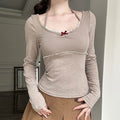 Halterneck Long-sleeved Women's Early Autumn Hot Girl Waist-tight Design Blouse