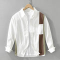 Men's Stitching Long-sleeved Shirt Fashion Cotton Casual All-match Artistic Loose Top