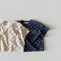 Dot Letter Crew Neck Short Sleeve Simple