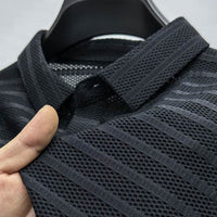 Hollow-out Ice Silk Mesh Breathable Short-sleeved Men's Lapel Polo Shirt