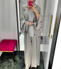 Women's Simple Embroidered Cardigan Robe Dress Headscarf