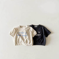 Dot Letter Crew Neck Short Sleeve Simple