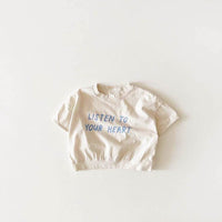 Dot Letter Crew Neck Short Sleeve Simple