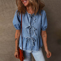 Fashion Trendy Bow Bandage Shirt