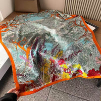 Xiang Yun Satin Long Korean Fashion Printed Scarf
