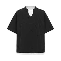 Stitching Fake Two Pieces Short Sleeve Men's Ripped T-shirt