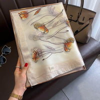 Chinese Style Pearl Flower Scarf Women's Embroidered Silk Scarf Warm Shawl