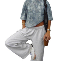 Women's Fashionable Loose All-match Personality Leaf Printed Short Sleeve