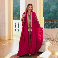 Middle East Muslim Embroidered Robe Abaya Light Luxury Evening Gown Two-piece Set Dress