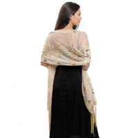 Long Sequined Embroidered Feather Shawl