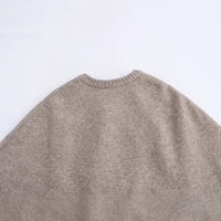 All-match Cloak Design Round Neck Knitted Coat