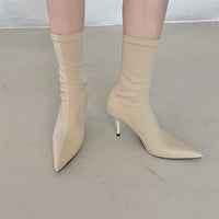 Mid-calf Stiletto Heel Elastic Booties Women