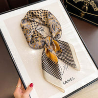 Black And White Striped Small Square Towel Silk Scarf Women's Headscarf Spring And Autumn