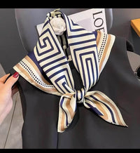 Black And White Striped Small Square Towel Silk Scarf Women's Headscarf Spring And Autumn