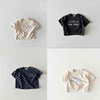 Dot Letter Crew Neck Short Sleeve Simple