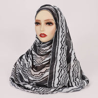 Creative Satin Polyester Printed Striped Scarf