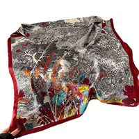 Xiang Yun Satin Long Korean Fashion Printed Scarf