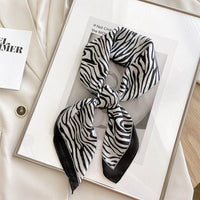 Black And White Striped Small Square Towel Silk Scarf Women's Headscarf Spring And Autumn