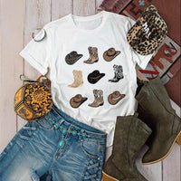 Women's Retro Denim Country Concert Western Competitive T-shirt