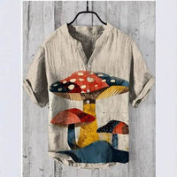 3D Digital Thermal Transfer Button Stand Collar Short Sleeve Shirt