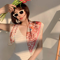Black And White Striped Small Square Towel Silk Scarf Women's Headscarf Spring And Autumn