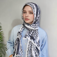 Creative Satin Polyester Printed Striped Scarf