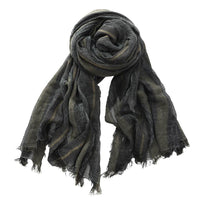 Retro Artistic Cotton And Linen Scarf Unisex Mixed Color Stripe Long