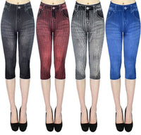 Stretch Bottoming Cropped Slim Fit Hip Raise Printed Jeans For Women