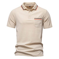 Short-sleeved Polo Shirt Striped Lapel Business Casual Top Men