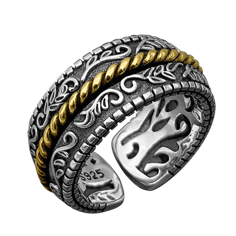 Thai Silver Power Style Personalized Pattern Female Thumb Ring