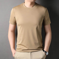 Fashion Men's Solid Color All-match Round Neck T-shirt
