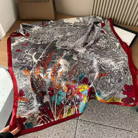Xiang Yun Satin Long Korean Fashion Printed Scarf