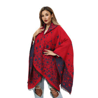 Cashmere-like Knitted Geometric Outer Scarf Shawl