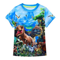 Children And Teens Dinosaur World Cartoon Boy T-shirt Short Sleeve