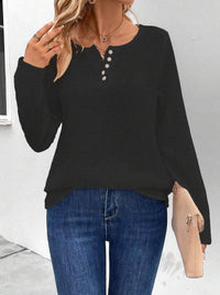 Women's Comfortable Long Sleeve Button Pullover Top