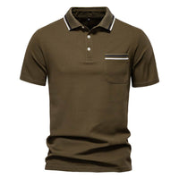 Short-sleeved Polo Shirt Striped Lapel Business Casual Top Men