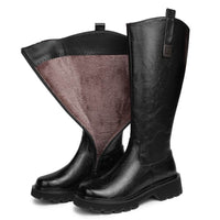 Women's High Tube Long Boots Real Sheepskin Fur Integrated Fleece-lined Thickened