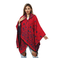 Cashmere-like Knitted Geometric Outer Scarf Shawl