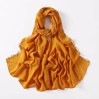 Pearl Chiffon Wavy Edge Beaded Scarf