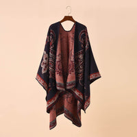 Plaid Printed Elegant Socialite Winter Travel Fashionable Warm Talma