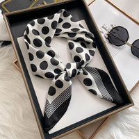 Black And White Striped Small Square Towel Silk Scarf Women's Headscarf Spring And Autumn