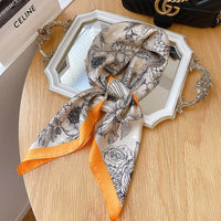 Black And White Striped Small Square Towel Silk Scarf Women's Headscarf Spring And Autumn