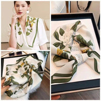 Black And White Striped Small Square Towel Silk Scarf Women's Headscarf Spring And Autumn