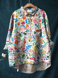 Casual Long Sleeve Shirt Animal Print